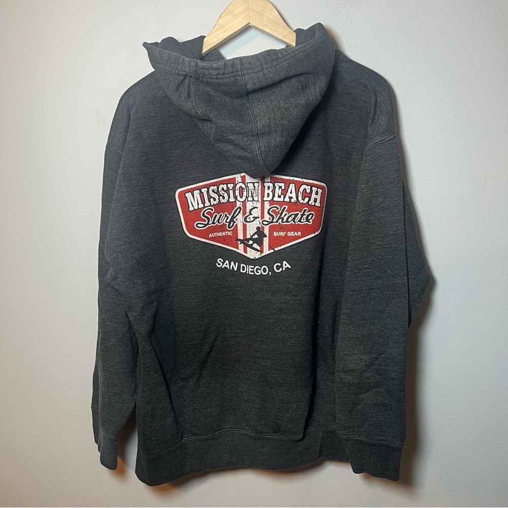 Mission Beach Surf & Skate Hoodie Men’s XL Charcoal Gray Pullover Sweatshirt